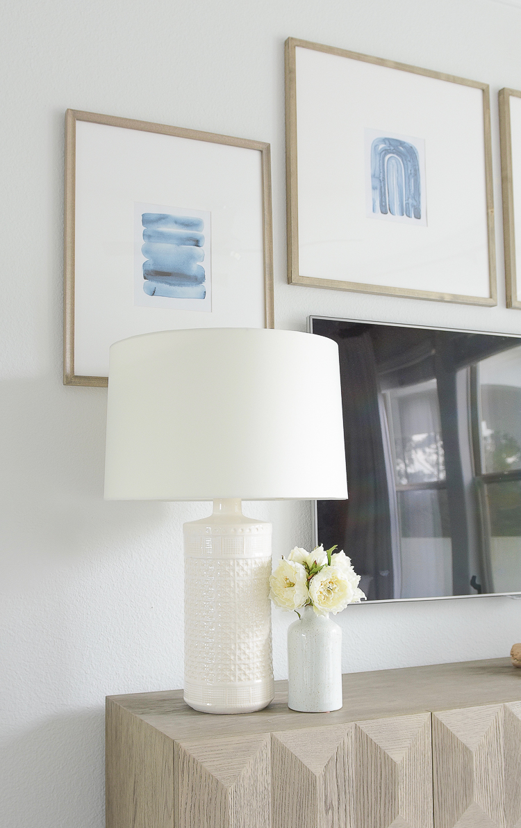 Light & Airy Spring Living Room Tour - Jamie Young White Textured Lamp