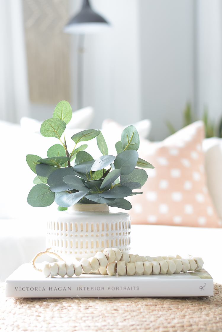 Light & Airy Spring Living Room Tour - best faux eucalyptus branches 