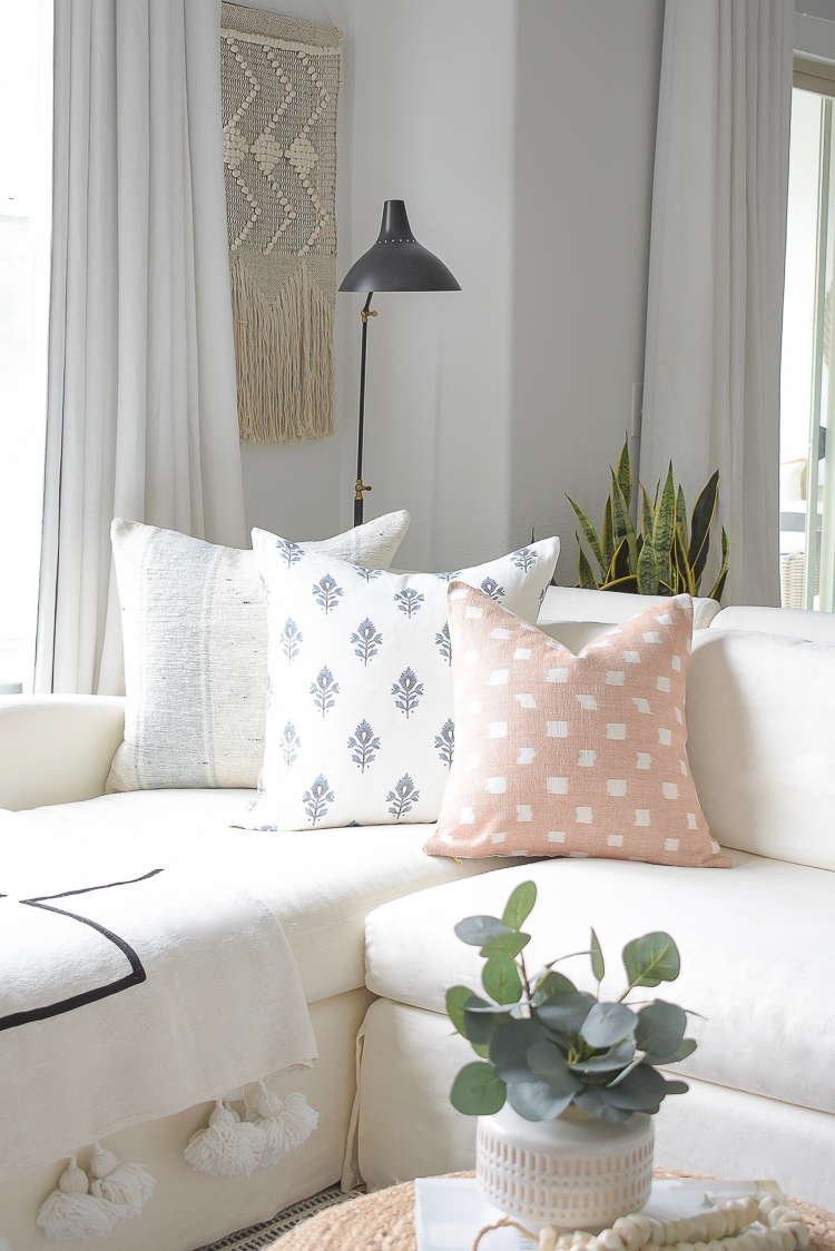 Light & Airy Spring Living Room Tour - spring pillow collection