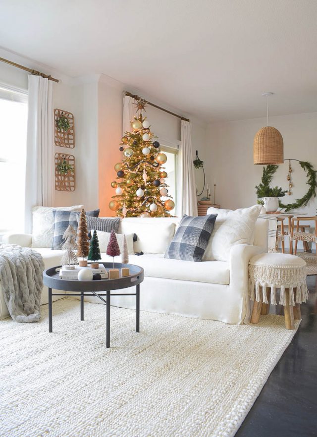 Black, White & Gold Modern Christmas Living Room Tour - ZDesign At Home