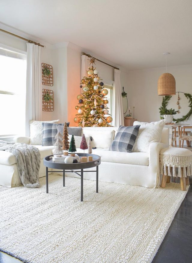 Black, White & Gold Modern Christmas Living Room Tour - ZDesign At Home