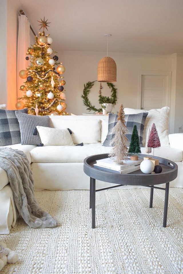 Black, White & Gold Modern Christmas Living Room Tour - ZDesign At Home