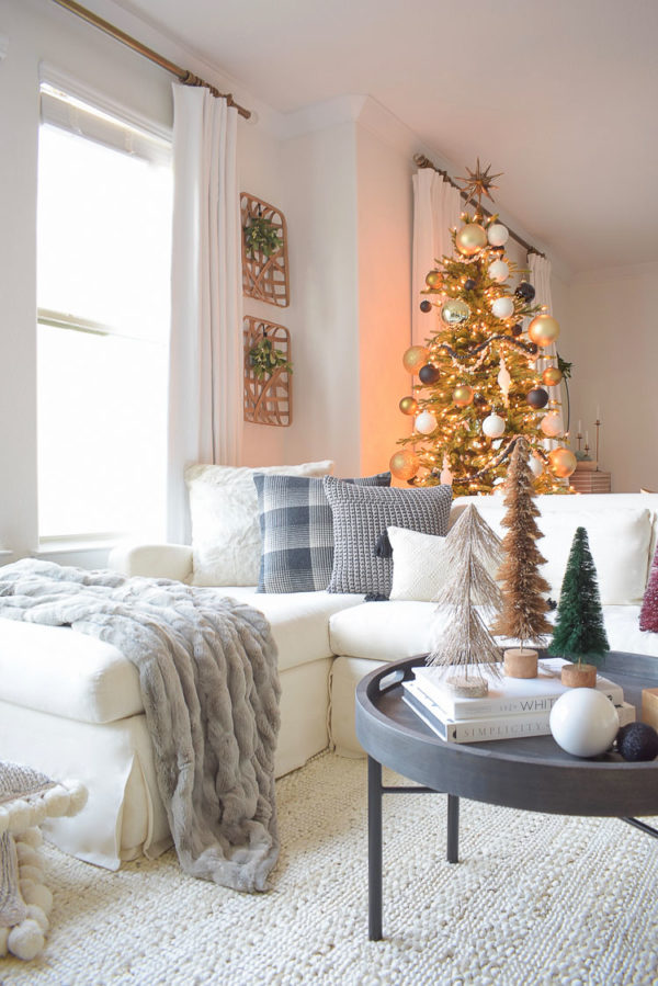 Black, White & Gold Modern Christmas Living Room Tour - ZDesign At Home