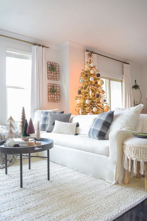 Black, White & Gold Modern Christmas Living Room Tour - ZDesign At Home