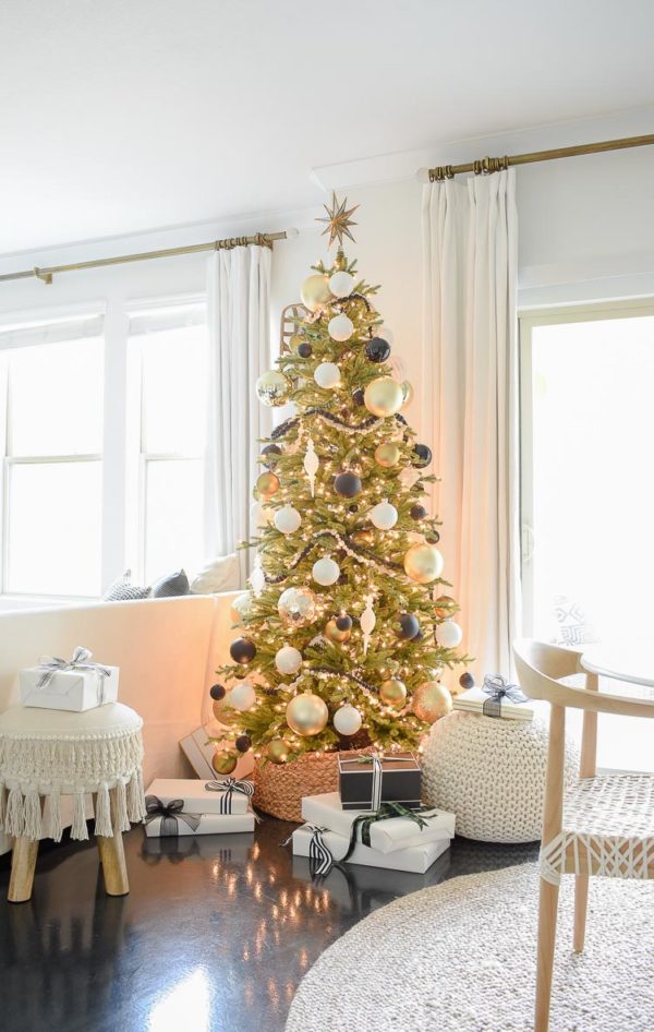 Black, White & Gold Modern Christmas Living Room Tour - ZDesign At Home